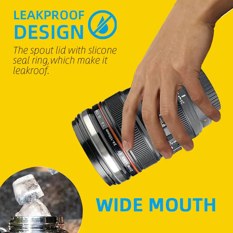 Creative Stainless Steel Camera Lens Self-Stirring Cup - Ghemy.co.uk