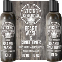 - Beard Shampoo and Conditioner - Natural Beard Wash & Beard Conditioner with Argan & Jojoba Oils - Softens & Strengthens - Gifts for Men - Peppermint & Eucalyptus - 2 X 300 Ml - Ghemy.co.uk