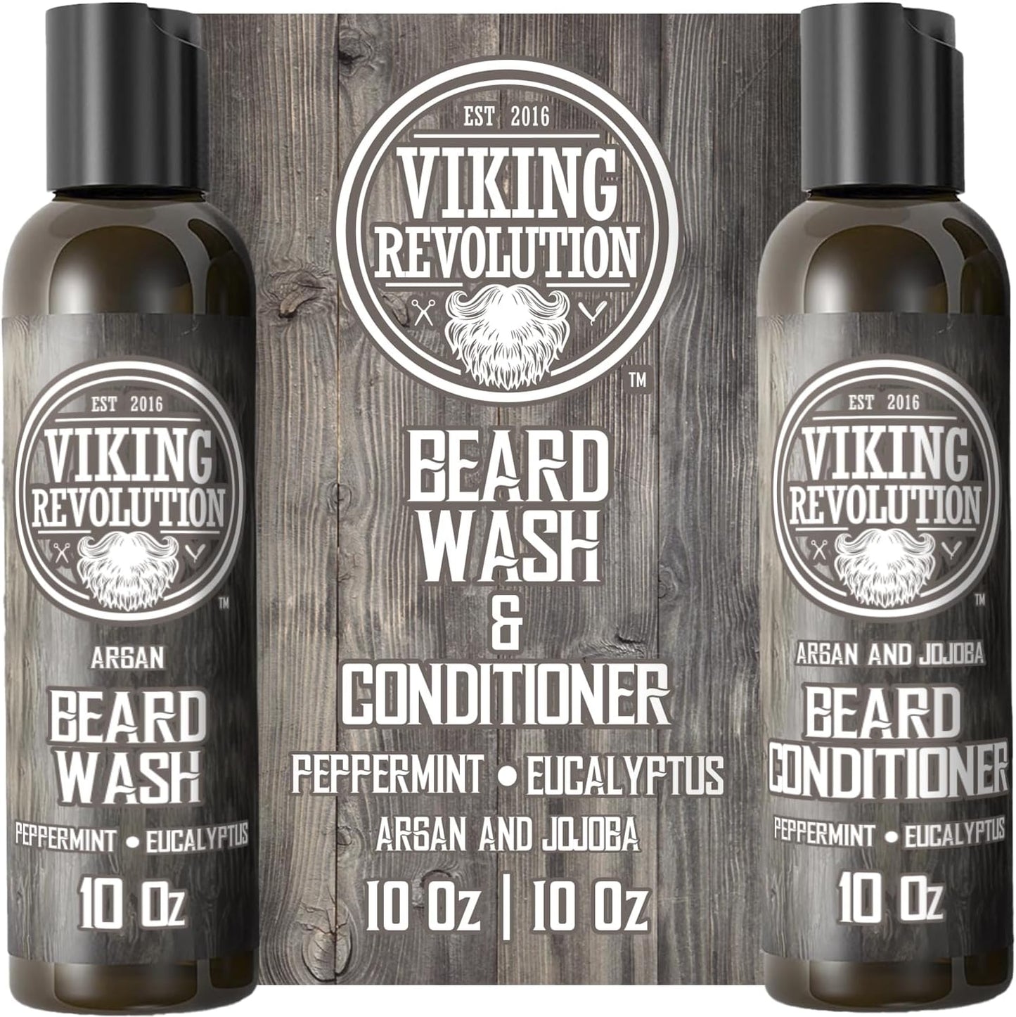- Beard Shampoo and Conditioner - Natural Beard Wash & Beard Conditioner with Argan & Jojoba Oils - Softens & Strengthens - Gifts for Men - Peppermint & Eucalyptus - 2 X 300 Ml - Ghemy.co.uk