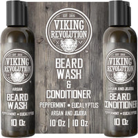 - Beard Shampoo and Conditioner - Natural Beard Wash & Beard Conditioner with Argan & Jojoba Oils - Softens & Strengthens - Gifts for Men - Peppermint & Eucalyptus - 2 X 300 Ml - Ghemy.co.uk