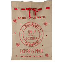 Christmas Sack Jute Bag Drawstring Gift Reusable Present Stocking Storage XL - Ghemy.co.uk