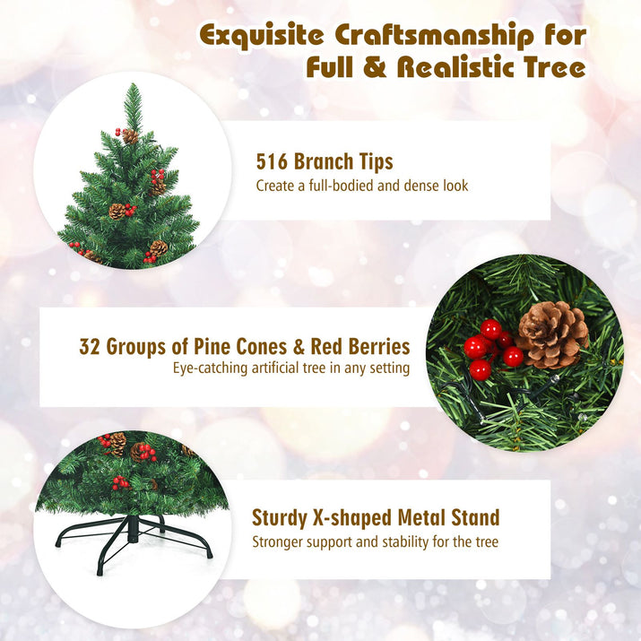 Artificial Christmas Tree 4.5FT Hinged Christmas Tree with 516 Branch Tips - Ghemy.co.uk