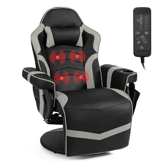 Electric Massage Gaming Chair with Cup Holder and Side Pouch - Ghemy.co.uk