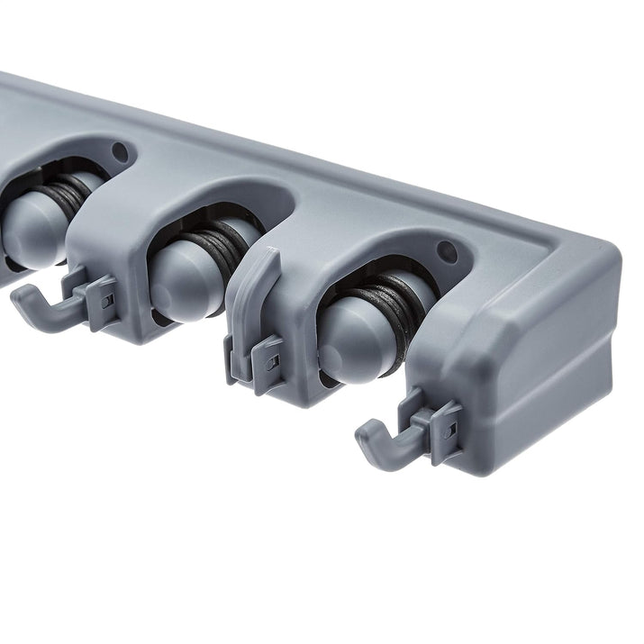 Rectangular Wall Mount Broom Holder and Garden Tool Organizer, 6 Hook and 5 Slot, 43 X 8.5 X 6.2 Cm, Gray - Ghemy.co.uk