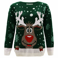 Girls Boys Xmas Jumper Reindeer Rudolph Knitted Christmas Jumper Kids Sweater - Ghemy.co.uk