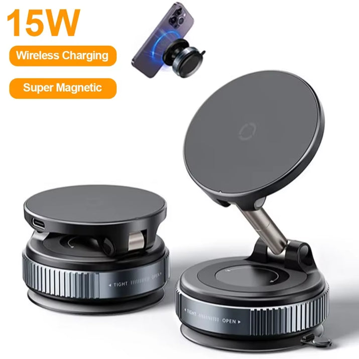 15W Wireless Charging Magnetic Car Phone Holder 360 Degree Rotation Foldable Rotatablenavigation Stand Bracket for Smartphones - Ghemy.co.uk