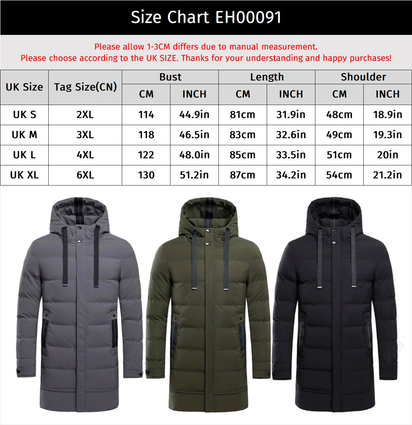 Men's Long Hooded Puffer Jacket – Quilted & Winter Warm