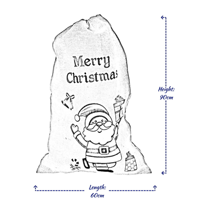 Christmas Sack Jute Bag Drawstring Gift Reusable Present Stocking Storage XL - Ghemy.co.uk