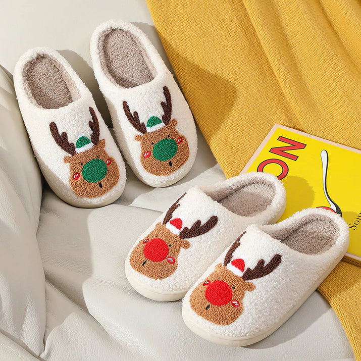 Christmas Elk Slippers – Soft, Cozy & Slip-On