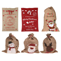 Christmas Sack Jute Bag Drawstring Gift Reusable Present Stocking Storage XL - Ghemy.co.uk