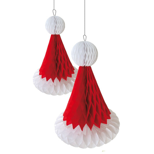 2 Decorative Christmas Honeycomb Christmas Tree Tissue Hanging Santa Party D?Cor - Ghemy.co.uk