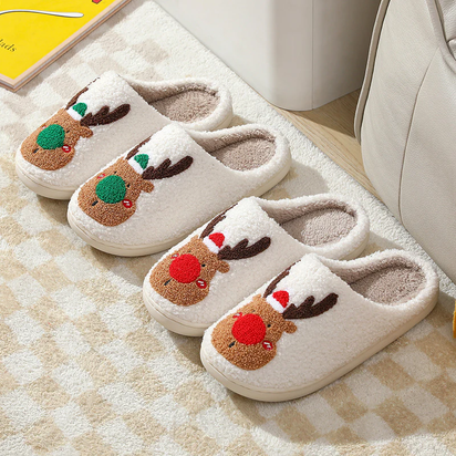 Christmas Elk Slippers – Soft, Cozy & Slip-On