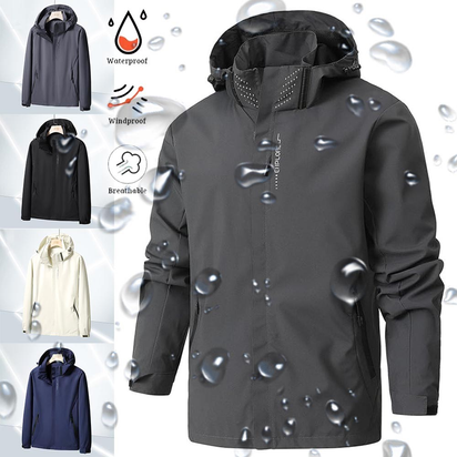 Men's Waterproof Soft Shell Jacket – Hooded Windbreaker for Outdoor Wear