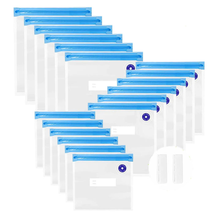 Sous Vide Bags - 20pack Reusable Vacuum Zipper Bags for Sous Vide Cooking 3 Sizes food Storage Bags with 2 Sealing Clipsfor Anova and joule Cookers - Ghemy.co.uk