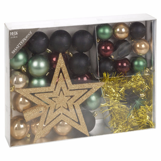 33 Pcs Christmas Tree Decoration Baubles Set Xmas Shatterproof Balls Ornaments - Ghemy.co.uk