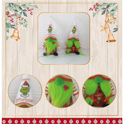 2 Pieces Christmas Gnomes Decorations Grinch Christmas Decorations Green Bread - Ghemy.co.uk