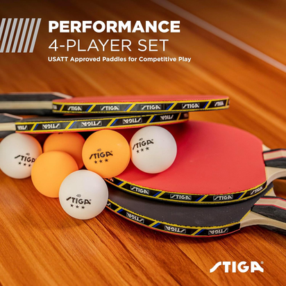 Performance 2 or 4 Player Table Tennis Set – USATT Approved Rackets and 3-Star Balls – 5-Ply Blade & Flared Handle – Perfect for Skill Development - Ghemy.co.uk