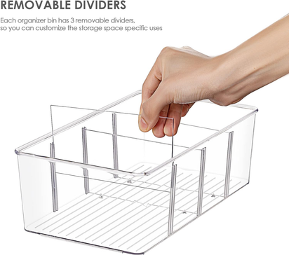 Set of 4 Clear Plastic Food Storage Organizer Bins for Pantry, Kitchen, Fridge, and Cabinet Organization, Featuring 4 Compartment Holders for Snacks, Pouches, and Spice Packets - Ghemy.co.uk
