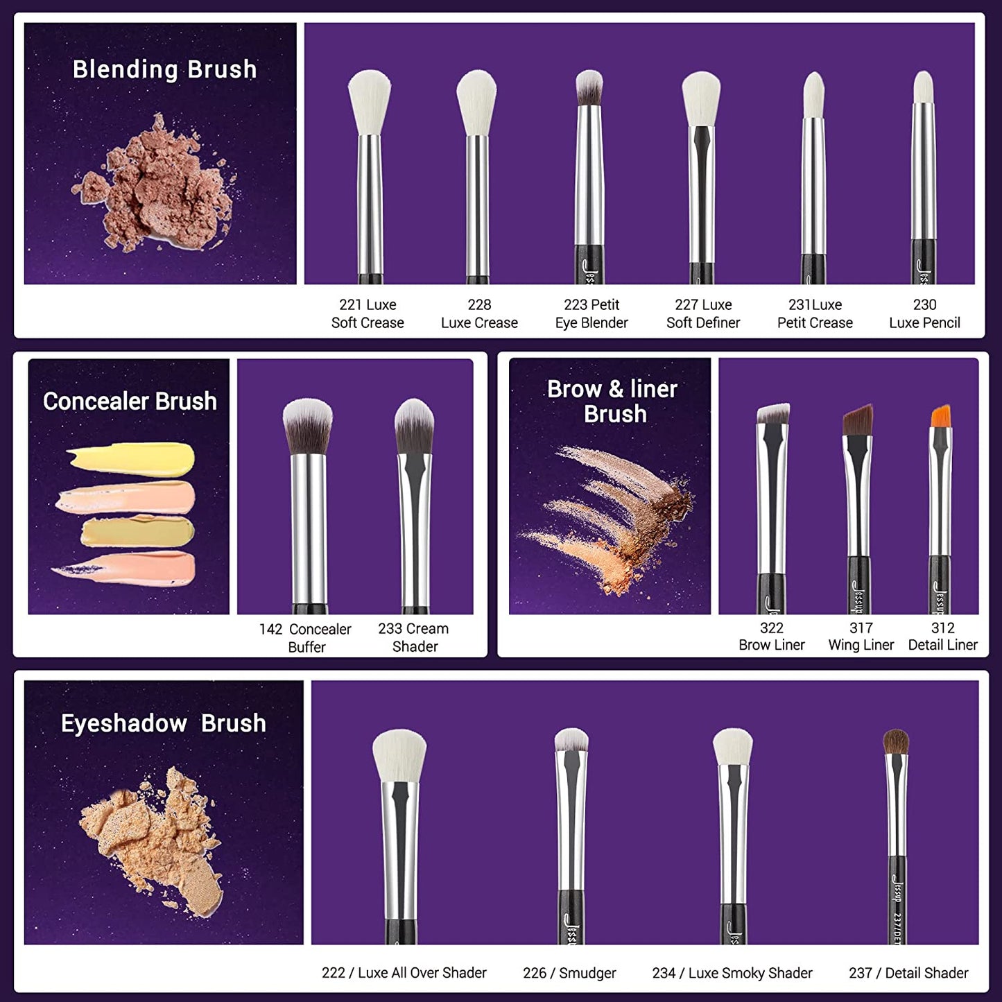 Eye Brushes 15Pcs Professional Makeup Brushes - Ghemy.co.uk