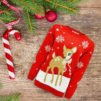 Girls Boys Xmas Jumper Reindeer Rudolph Knitted Christmas Jumper Kids Sweater - Ghemy.co.uk