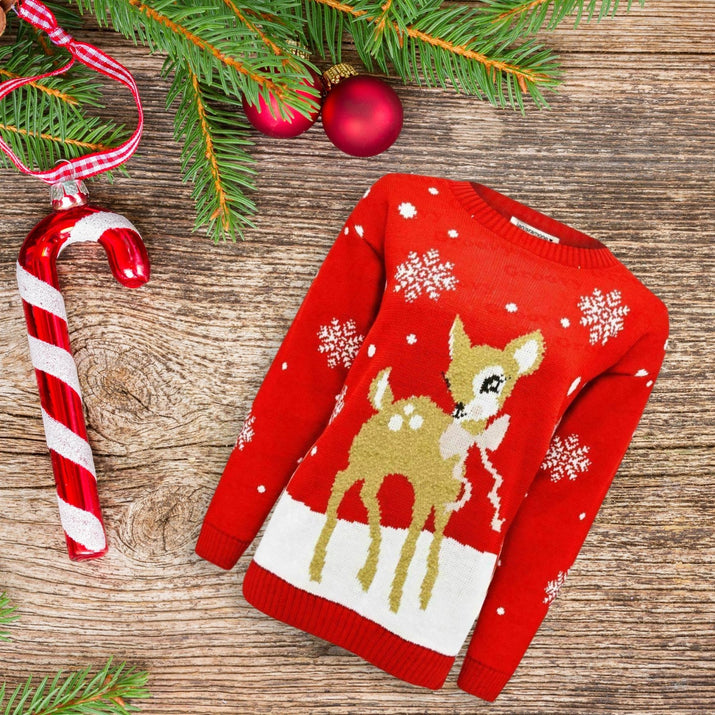 Girls Boys Xmas Jumper Reindeer Rudolph Knitted Christmas Jumper Kids Sweater - Ghemy.co.uk