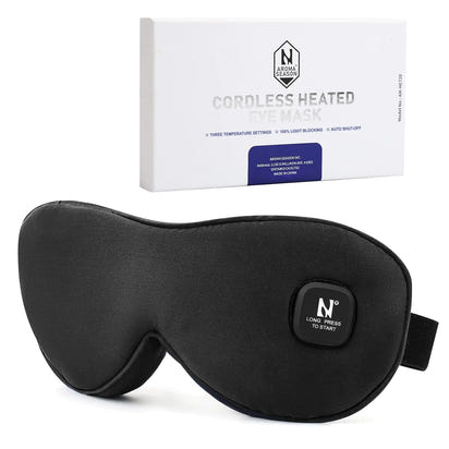 Aroma Season Silk Cordless Heated Eye Mask Warm Eye Compress for Dry Eyes Styes Blepharitis Chalazion Moist Heat Treatment to Unclog Lacrimal Glands Gifts for Men Women (Black) - Ghemy.co.uk