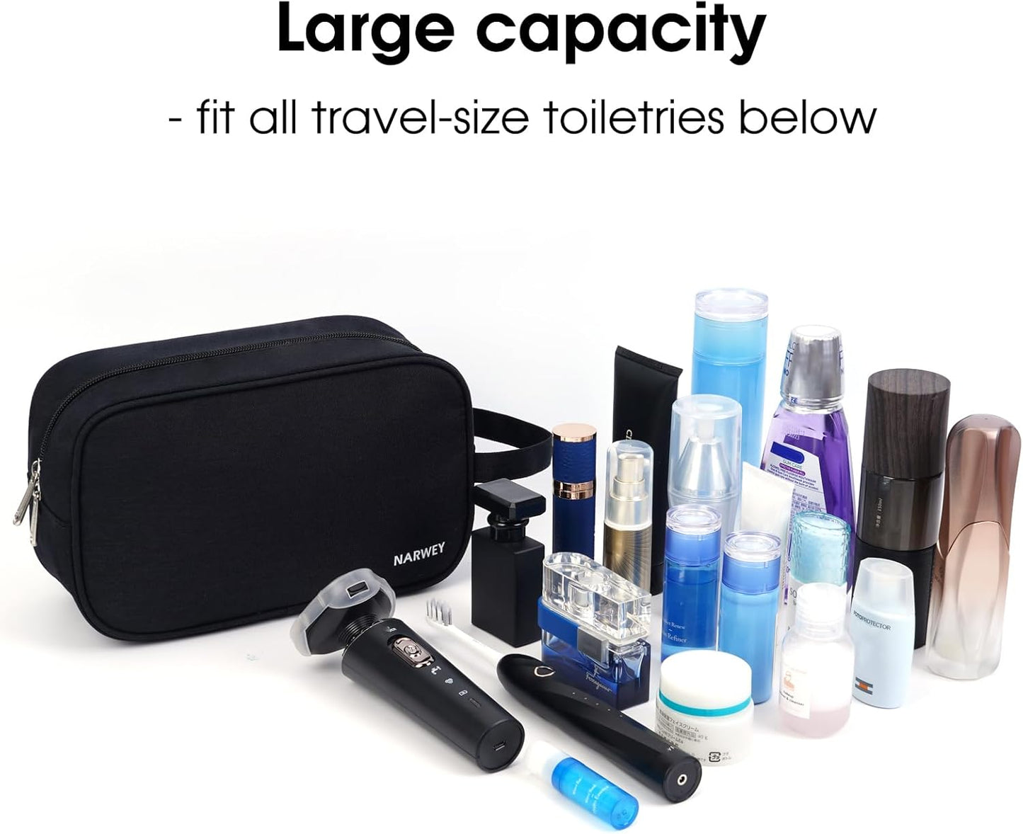 Travel Toiletry Wash Bag for Men and Women Traveling Dopp Kit Shaving Bag for Toiletries Accessories (Black) - Ghemy.co.uk