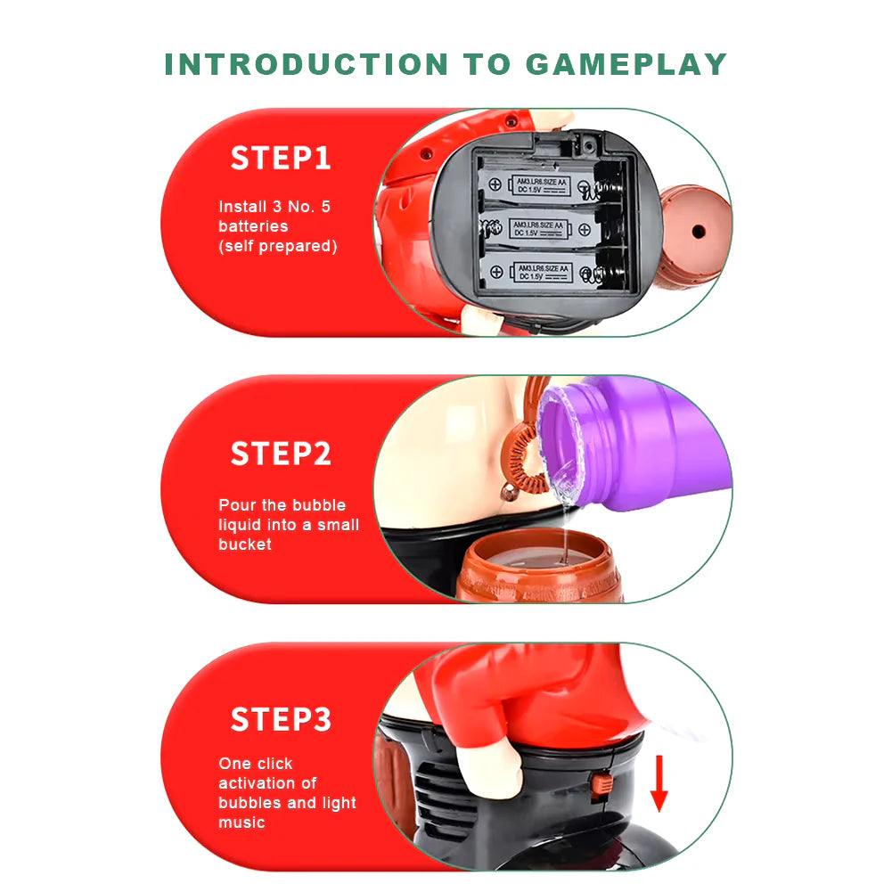 Santa’s Fart Bubble Machine – Christmas Toy with Music, Lights & Bubbles