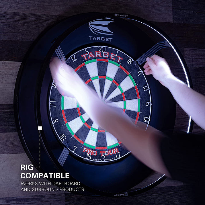 Corona Vision Dartboard Lighting System, Black Frame | White LED Dart Board Surround Ring Light | Available with Pro Tour Dartboards Surround & Championship Dartboard, or Oche Dart Mat - Ghemy.co.uk