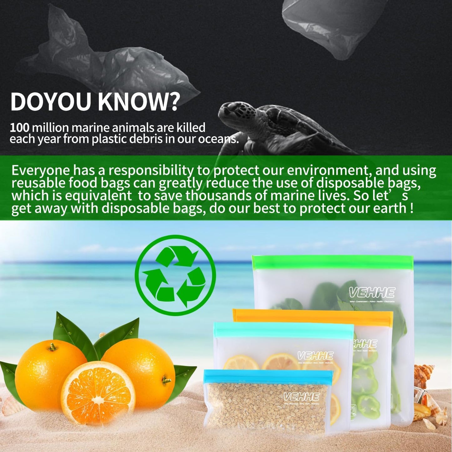 VEHHE 20 Pack Reusable Food Storage Bags (Gallon Reusable Freezer Bags + Sandwic - Ghemy.co.uk