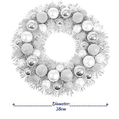 Christmas Wreath Tinsel Bauble Decorative Hanging Door Wall Winter Xmas D�Cor - Ghemy.co.uk