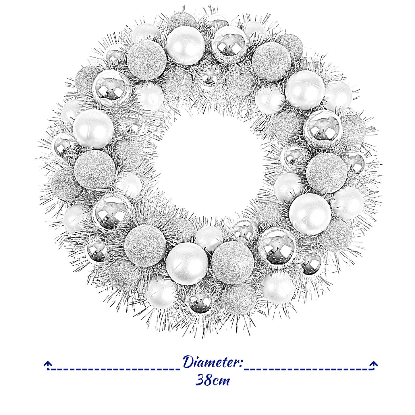 Christmas Wreath Tinsel Bauble Decorative Hanging Door Wall Winter Xmas D�Cor - Ghemy.co.uk