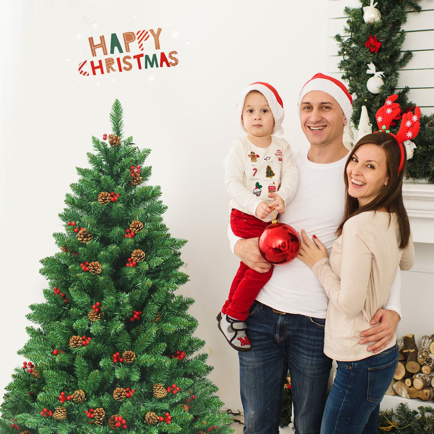 Artificial Christmas Tree 4.5FT Hinged Christmas Tree with 516 Branch Tips - Ghemy.co.uk