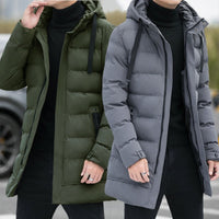 Men's Long Hooded Puffer Jacket – Quilted & Winter Warm