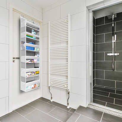1 PC Heavy Duty over the Door Organizer 55X14X6.7, 6 Large Front & 12 Side Pockets, Hanging Storage Closet Door Organizer for Bedroom, Bathroom and Baby Nursery Storage (Ivory) - Ghemy.co.uk