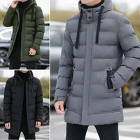 Men's Long Hooded Puffer Jacket – Quilted & Winter Warm