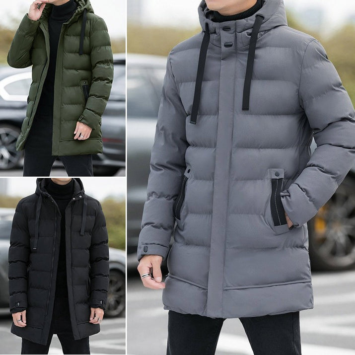Men's Long Hooded Puffer Jacket – Quilted & Winter Warm