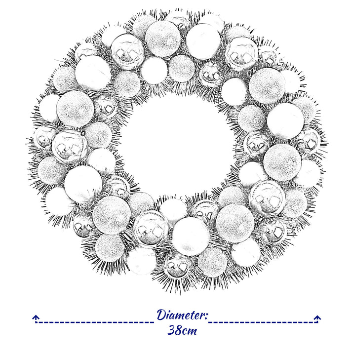 Christmas Wreath Tinsel Bauble Decorative Hanging Door Wall Winter Xmas D�Cor - Ghemy.co.uk