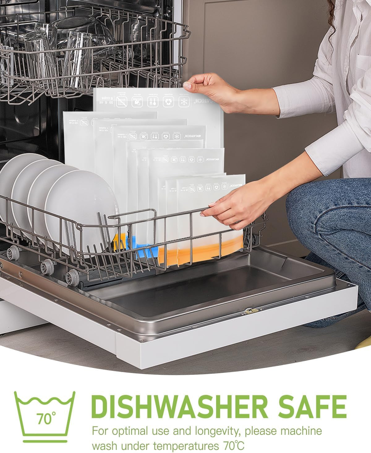 Reusable Storage Bags, BPA Free PEVA Resuable Freezer Bags, Reusable Gallon Bags, Reusable Sandwish Bags, Silicone Food Bags (20Pack-8Gallon Bags +6Sandwich Bags +6Snack Bags) - Ghemy.co.uk