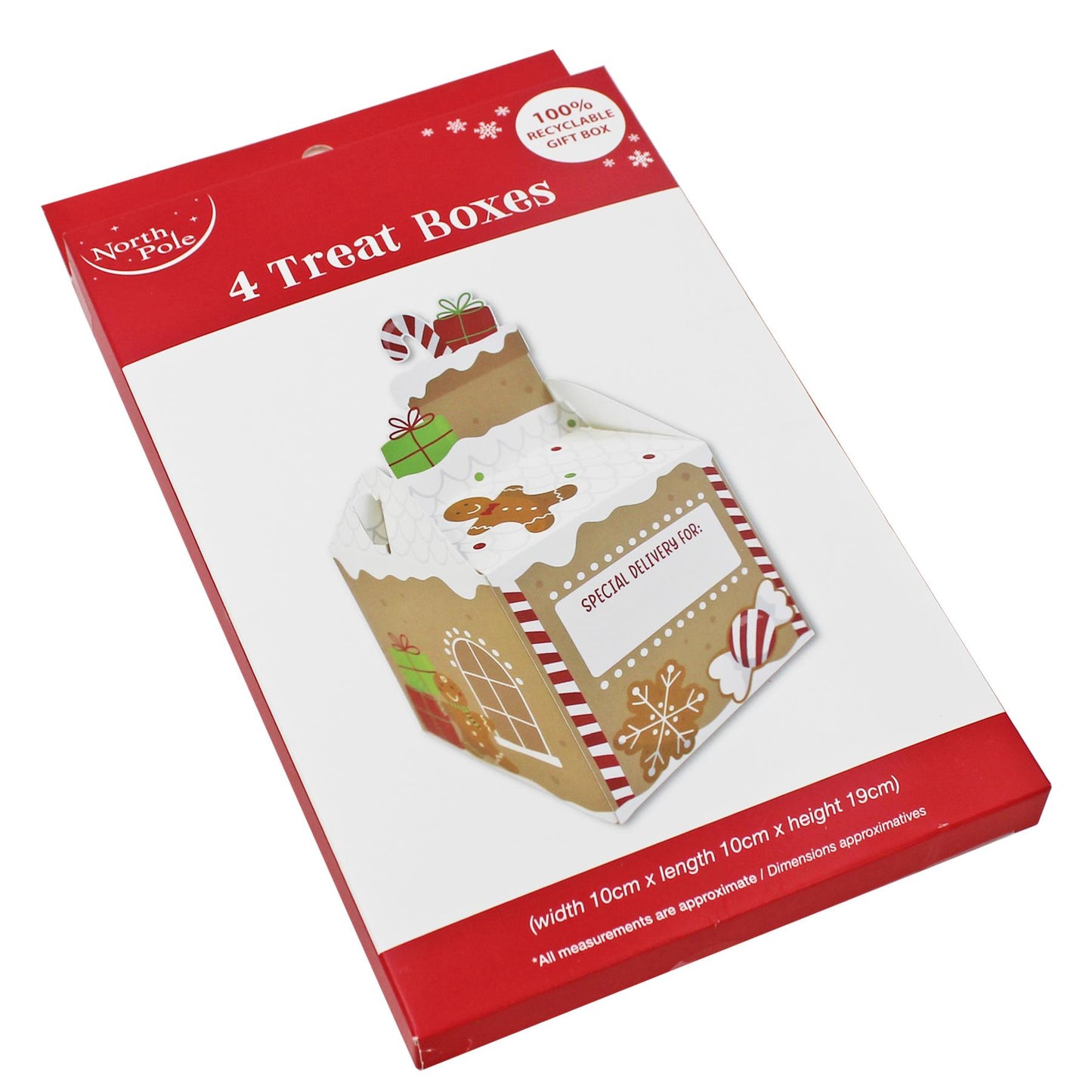 Christmas Treat Boxes – 4-Pack, 100% Recyclable (19 x 10 x 10 cm)