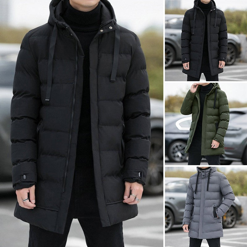 Men's Long Hooded Puffer Jacket – Quilted & Winter Warm