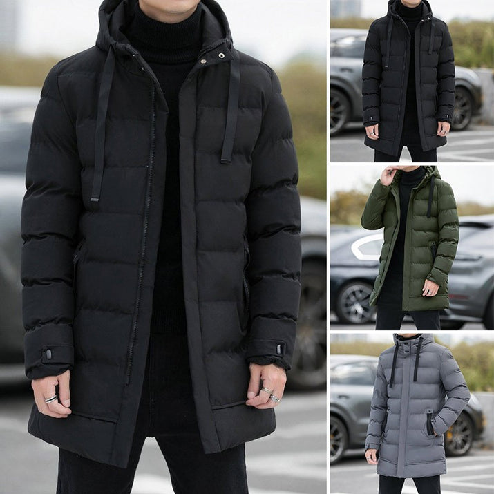 Men's Long Hooded Puffer Jacket – Quilted & Winter Warm