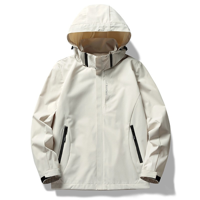 Men's Waterproof Soft Shell Jacket – Hooded Windbreaker for Outdoor Wear