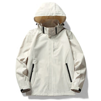 Men's Waterproof Soft Shell Jacket – Hooded Windbreaker for Outdoor Wear