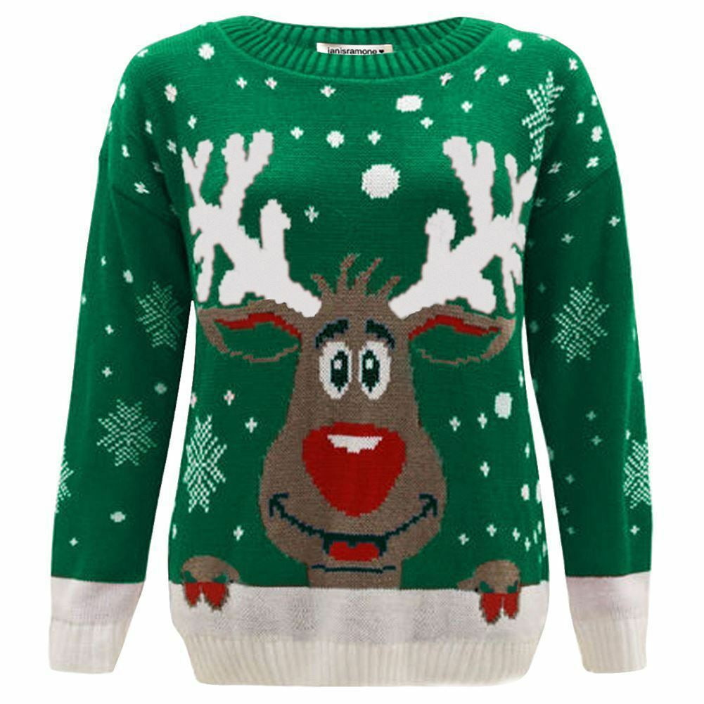 Girls Boys Xmas Jumper Reindeer Rudolph Knitted Christmas Jumper Kids Sweater - Ghemy.co.uk
