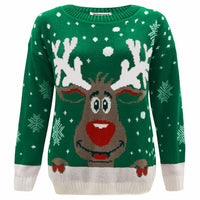 Girls Boys Xmas Jumper Reindeer Rudolph Knitted Christmas Jumper Kids Sweater - Ghemy.co.uk