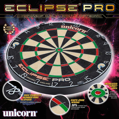 Eclipse Pro, Professional Bristle Dartboard with Competition Quality Sisal, Spider and Number Ring, Professional Dart Board for Adults - Ghemy.co.uk