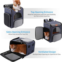 ® Foldable Cat and Small Dog Backpack Carrier - Breathable Design with Inner Safety Leash and Folding Bowl for Hiking and Travel - Ghemy.co.uk