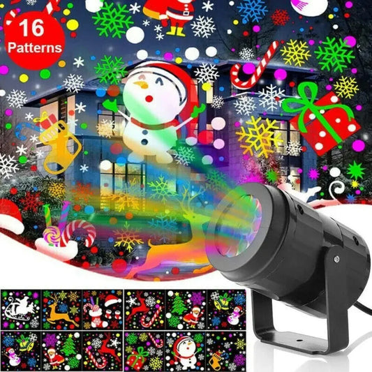 Christmas Party Lights Snowflake Projector Light Led Stage Light Rotating Xmas Pattern Outdoor Holiday Lighting Garden Christmas Decor - Ghemy.co.uk