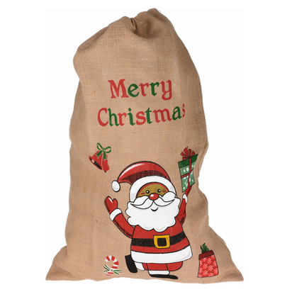 Christmas Sack Jute Bag Drawstring Gift Reusable Present Stocking Storage XL - Ghemy.co.uk